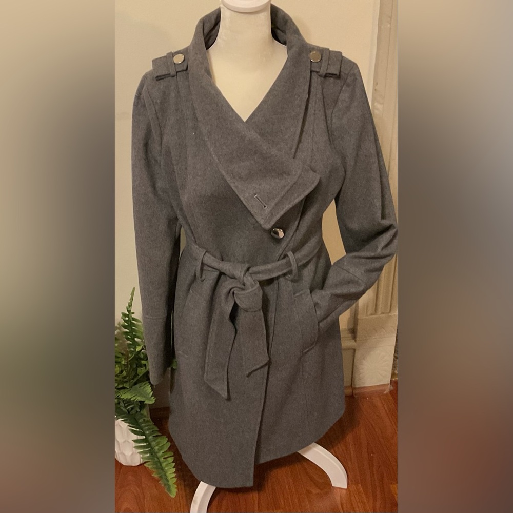 GUESS Y2K Wool Blend Classic Chic Heavy Military Coat Sz L MSRP $240